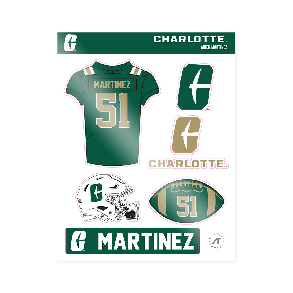 UNC Charlotte - NCAA Football : Aiden Martinez - Sticker Sheet-0