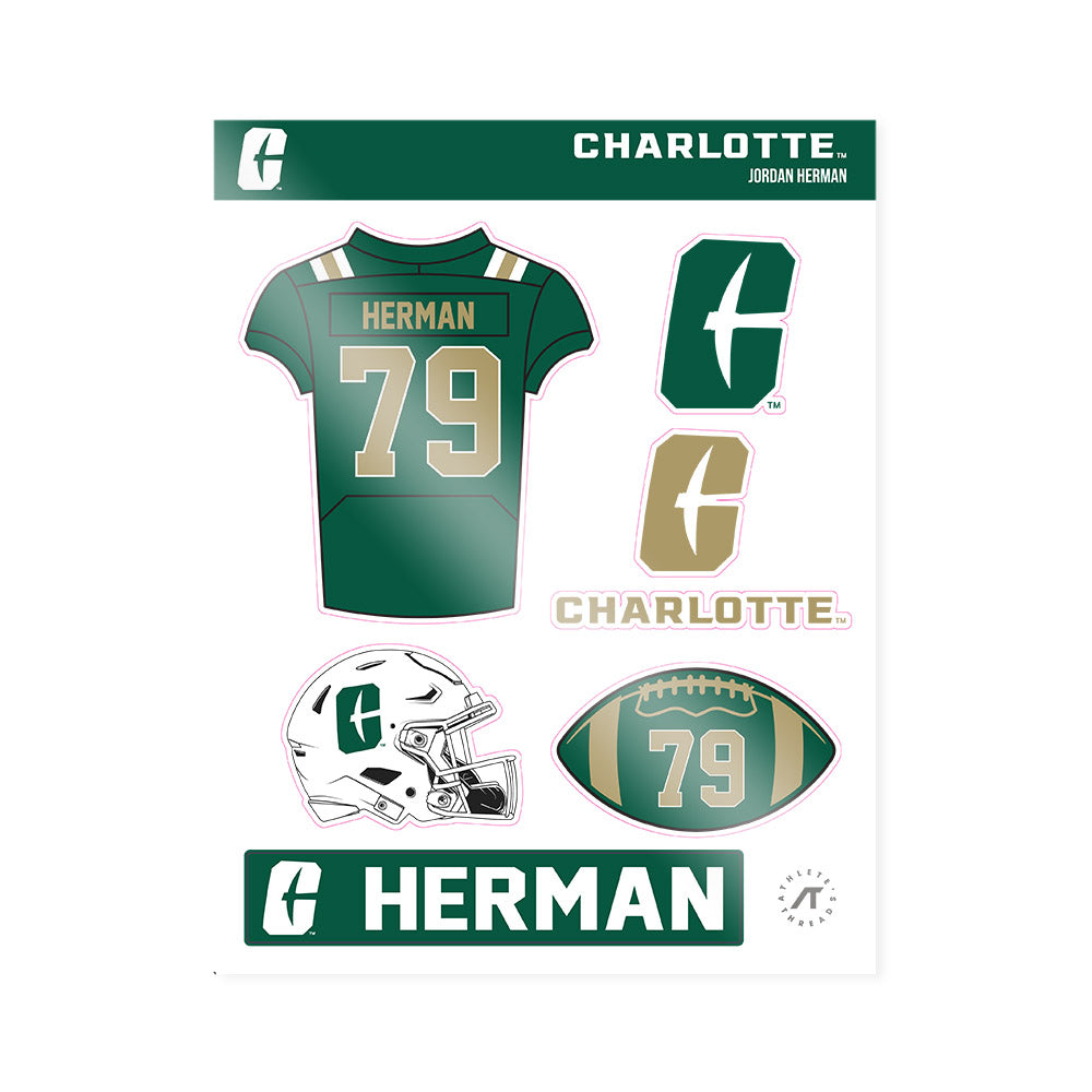 UNC Charlotte - NCAA Football : Jordan Herman - Sticker Sheet-0