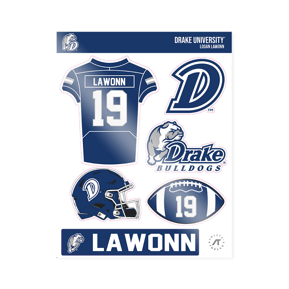 Drake - NCAA Football : Logan Lawonn - Sticker Sheet-0