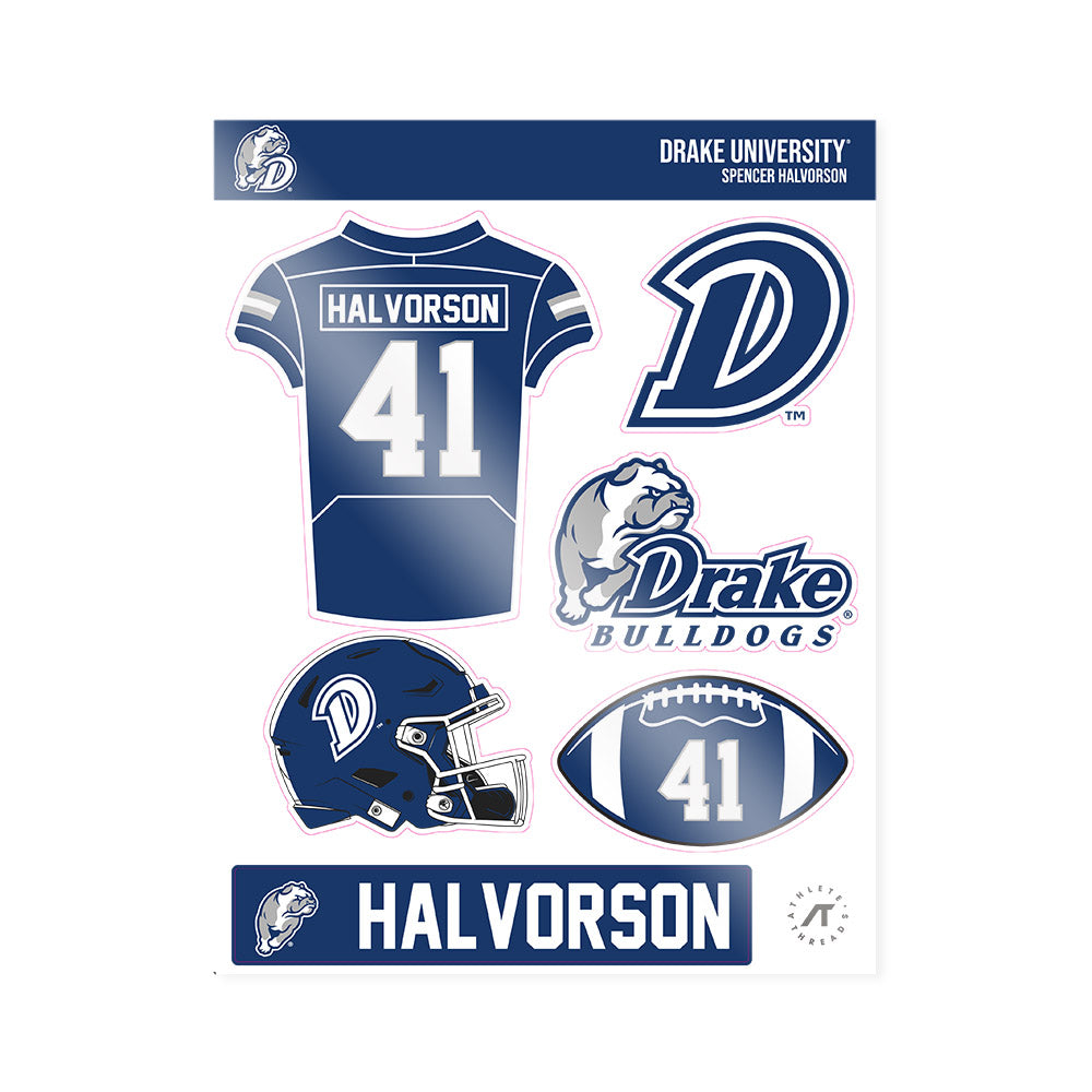 Drake - NCAA Football : Spencer Halvorson - Sticker Sheet-0