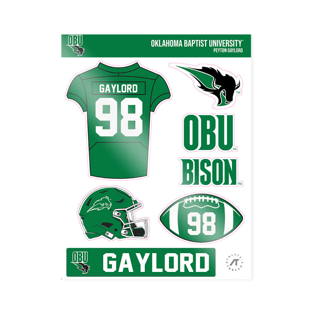 OKBU - NCAA Football : Peyton Gaylord - Sticker Sheet-0