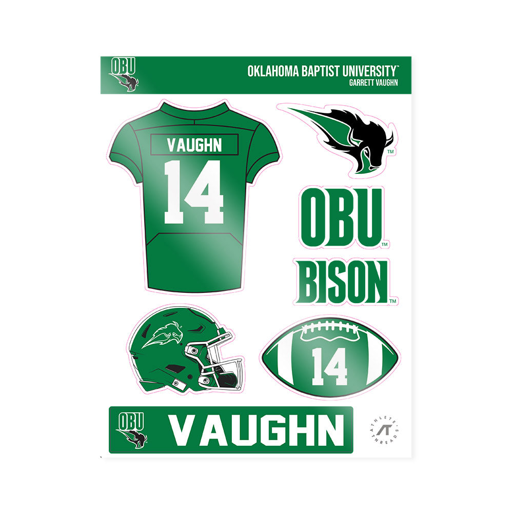 OKBU - NCAA Football : Garrett Vaughn - Sticker Sheet-0