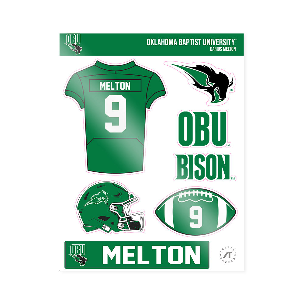 OKBU - NCAA Football : Darius Melton - Sticker Sheet-0