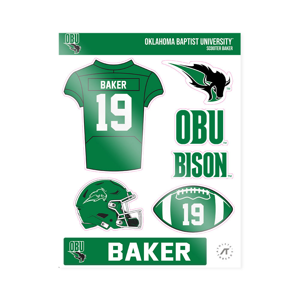 OKBU - NCAA Football : Scooter Baker - Sticker Sheet-0