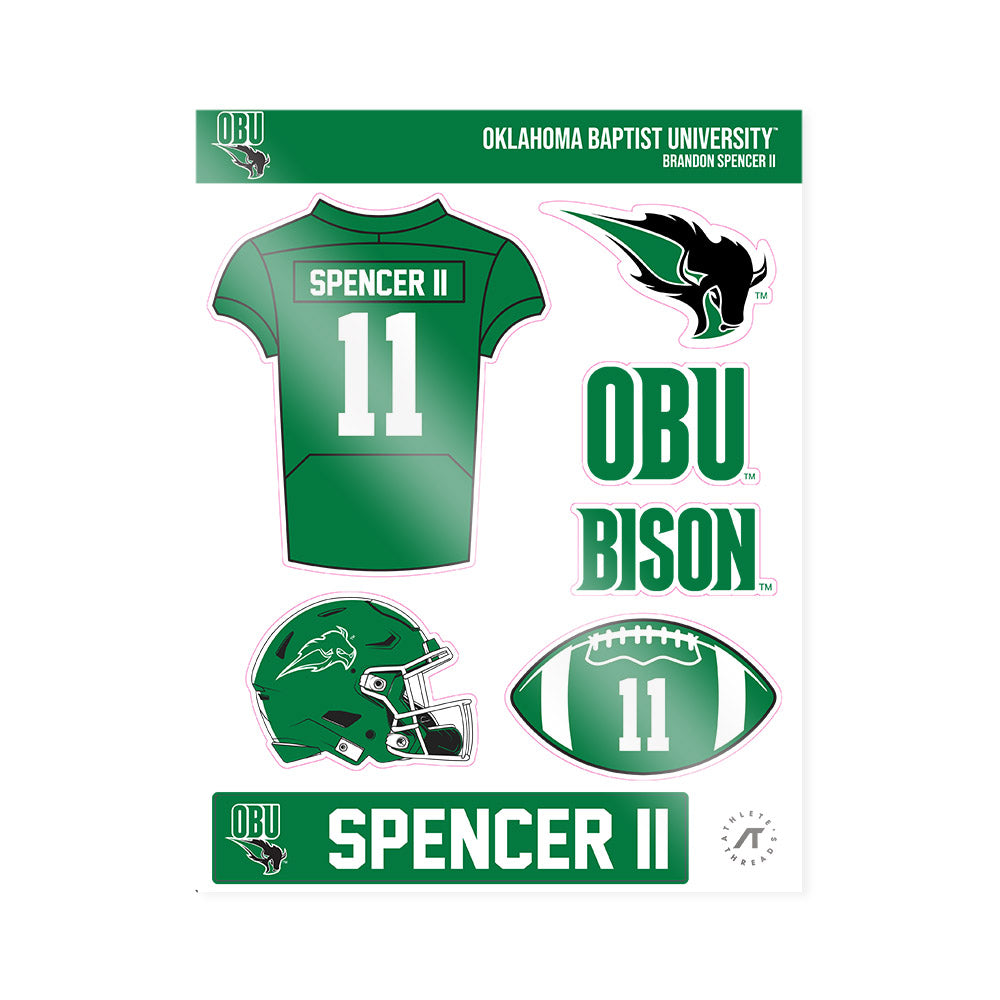 OKBU - NCAA Football : Brandon Spencer II - Sticker Sheet-0