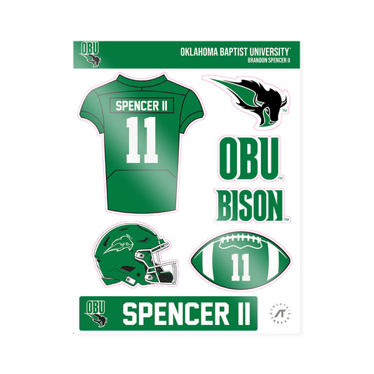 OKBU - NCAA Football : Brandon Spencer II - Sticker Sheet-0