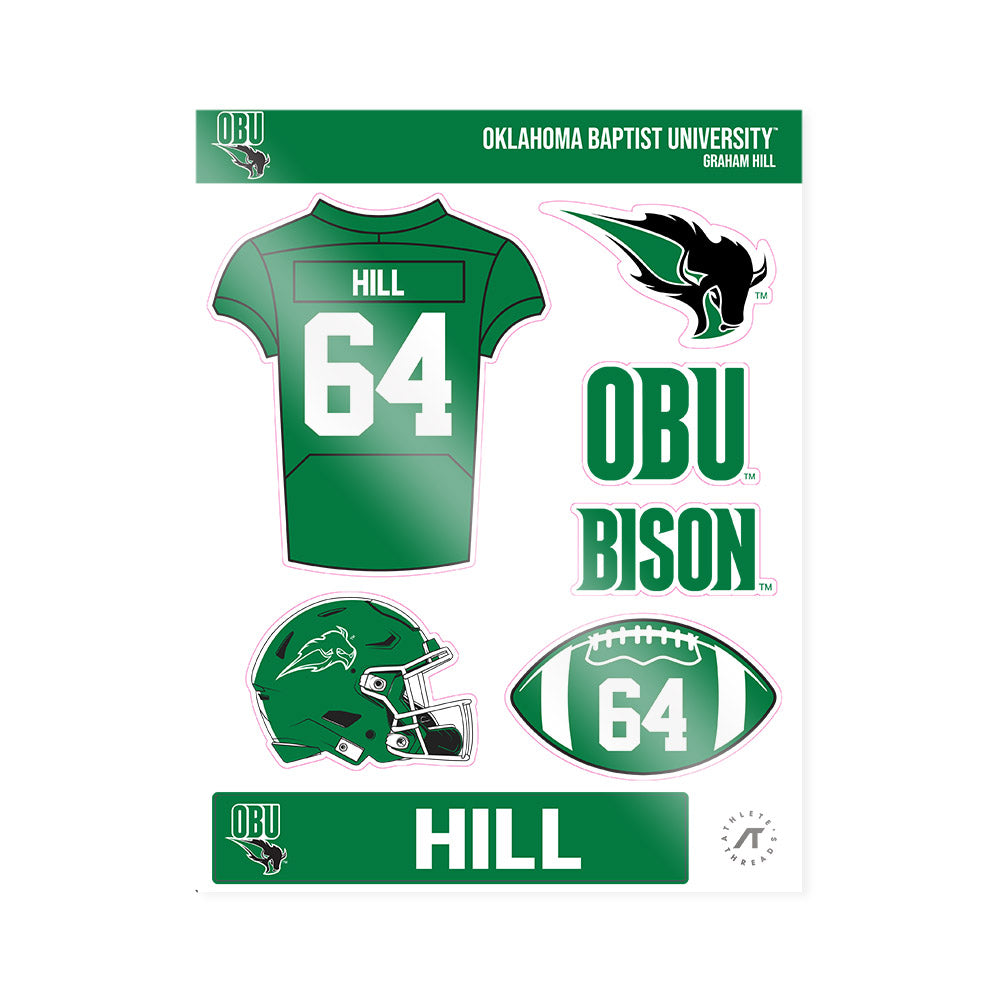 OKBU - NCAA Football : Graham Hill - Sticker Sheet-0