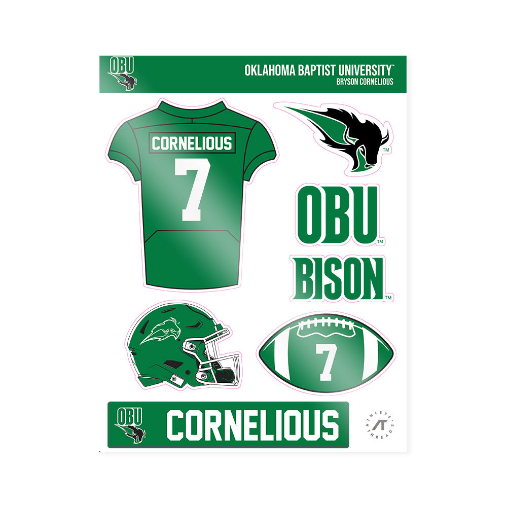 OKBU - NCAA Football : Bryson Cornelious - Sticker Sheet-0