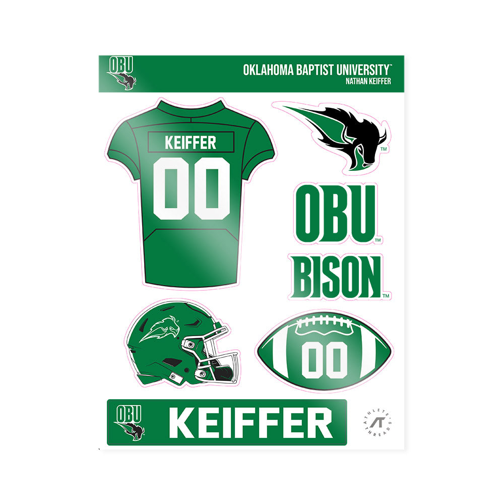 OKBU - NCAA Football : Nathan Keiffer - Sticker Sheet-0