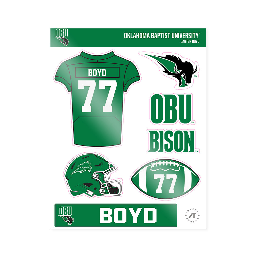 OKBU - NCAA Football : Carter Boyd - Sticker Sheet-0
