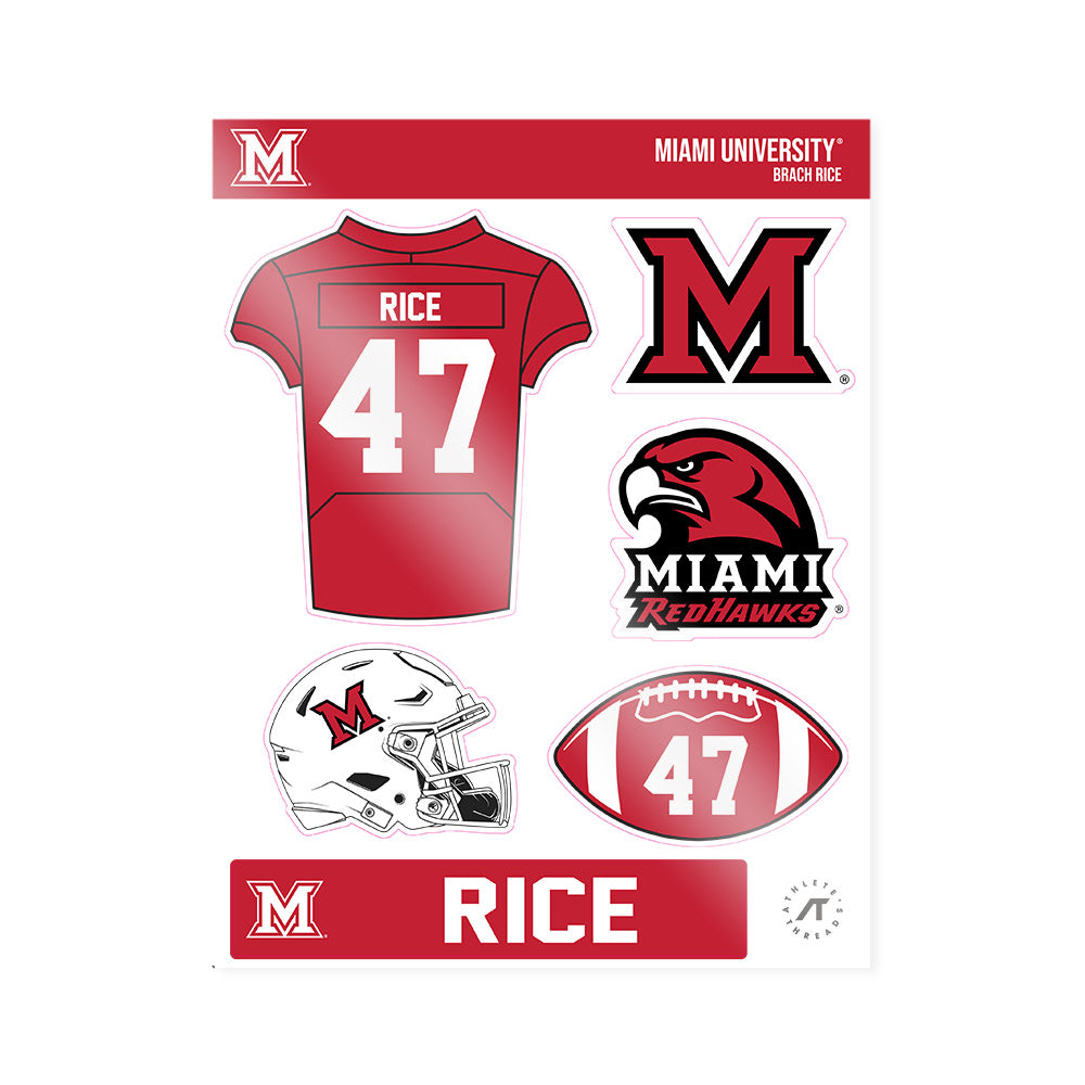 Miami of Ohio - NCAA Football : Brach Rice - Sticker Sheet-0