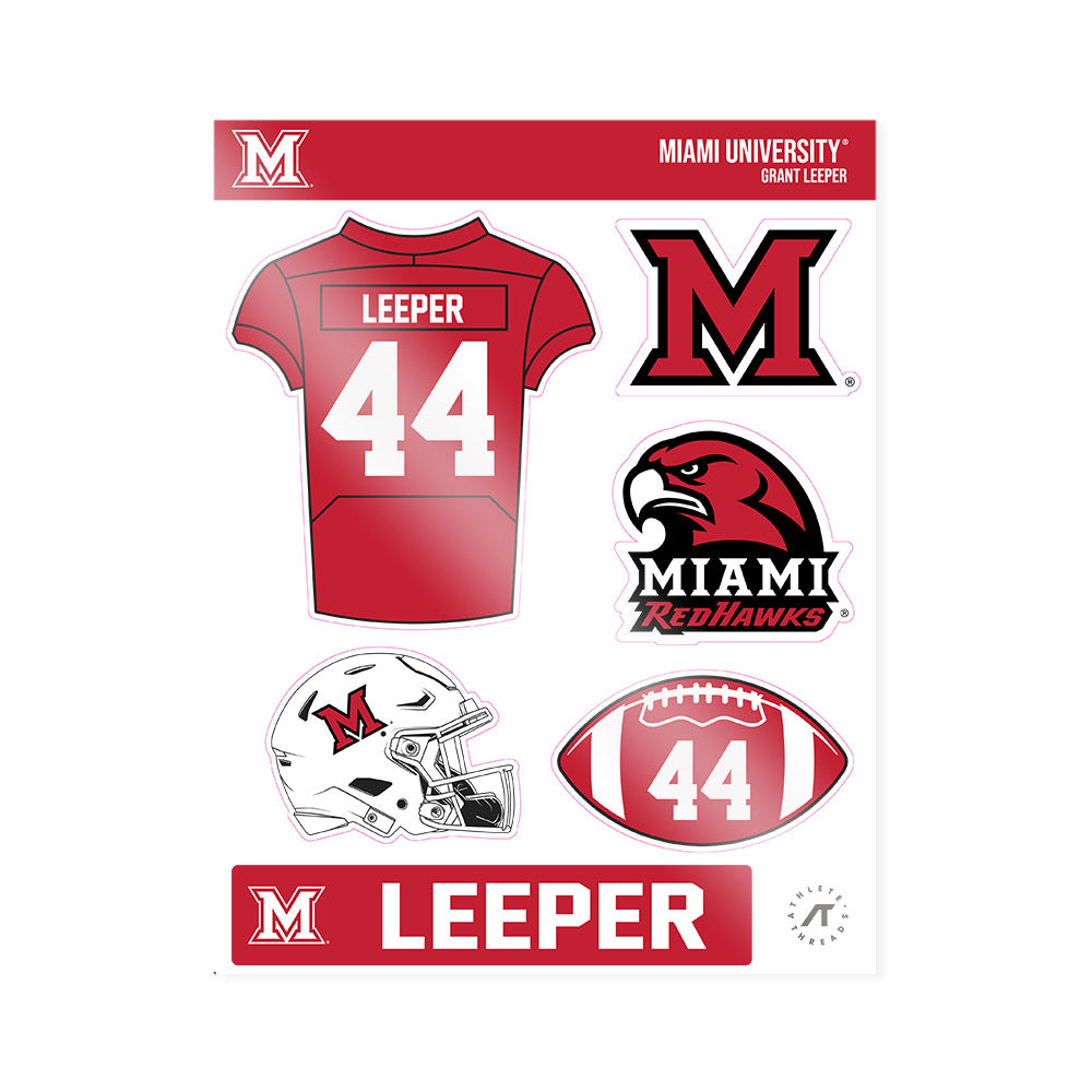 Miami of Ohio - NCAA Football : Grant Leeper - Sticker Sheet-0