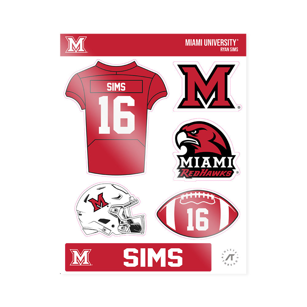 Miami of Ohio - NCAA Football : Ryan Sims - Sticker Sheet-0