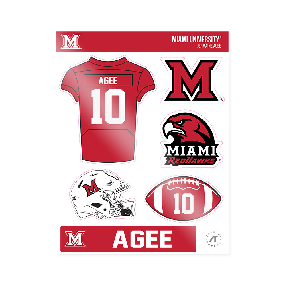 Miami of Ohio - NCAA Football : Jermaine Agee - Sticker Sheet-0