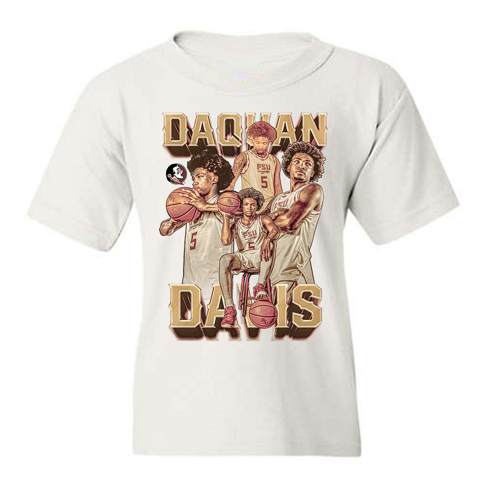 FSU - NCAA Men's Basketball : Daquan Davis - Player Collage Youth T-Shirt-0