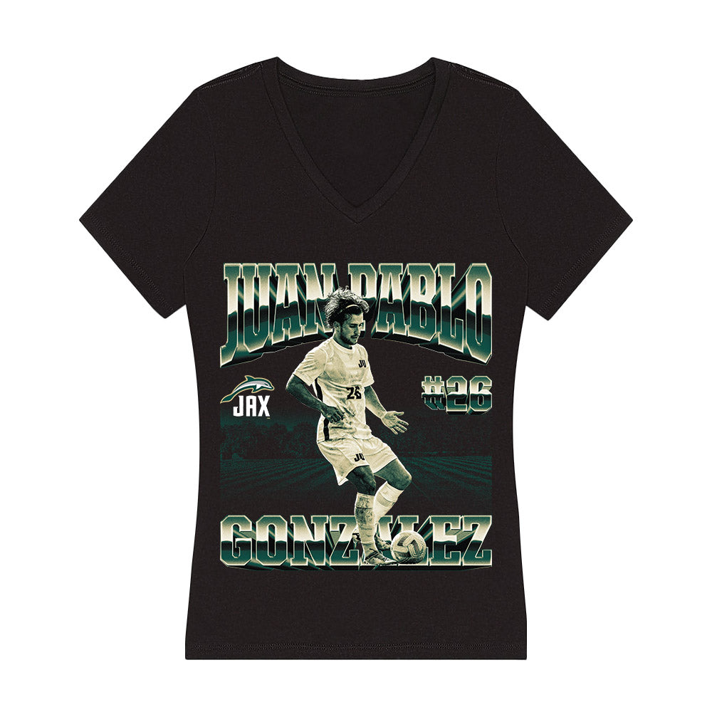 Jacksonville - NCAA Men's Soccer : Juan Pablo Gonzalez - Women's V-Neck T-Shirt-0