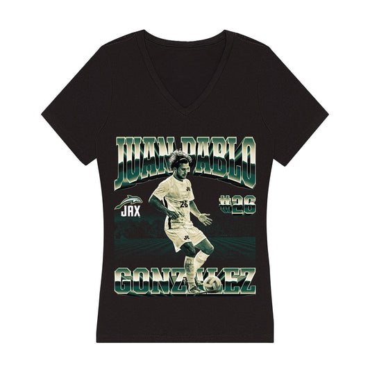 Jacksonville - NCAA Men's Soccer : Juan Pablo Gonzalez - Women's V-Neck T-Shirt-0