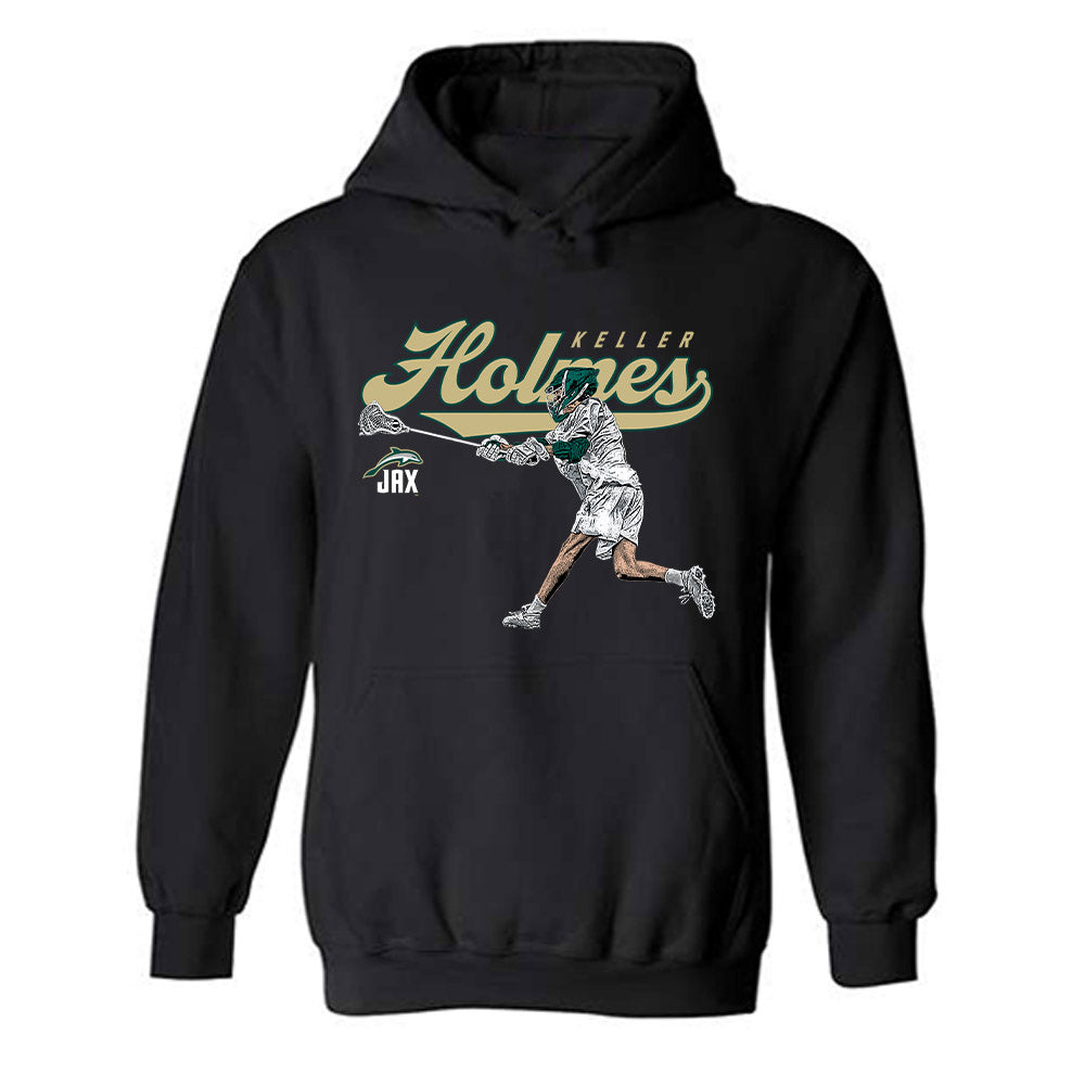 Jacksonville - NCAA Men's Lacrosse : Keller Holmes - Player Collage Hooded Sweatshirt-0