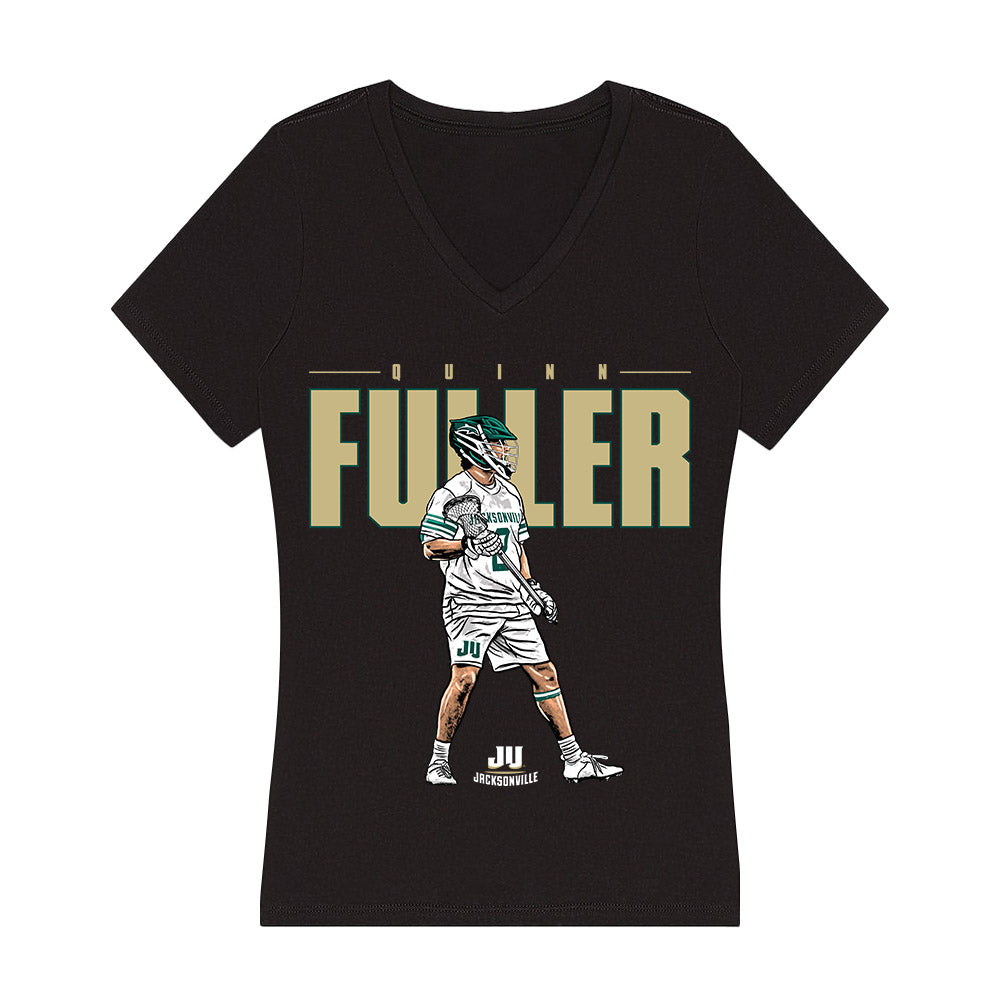 Jacksonville - NCAA Men's Lacrosse : Quinn Fuller - Player Collage Women's V-Neck T-Shirt-0