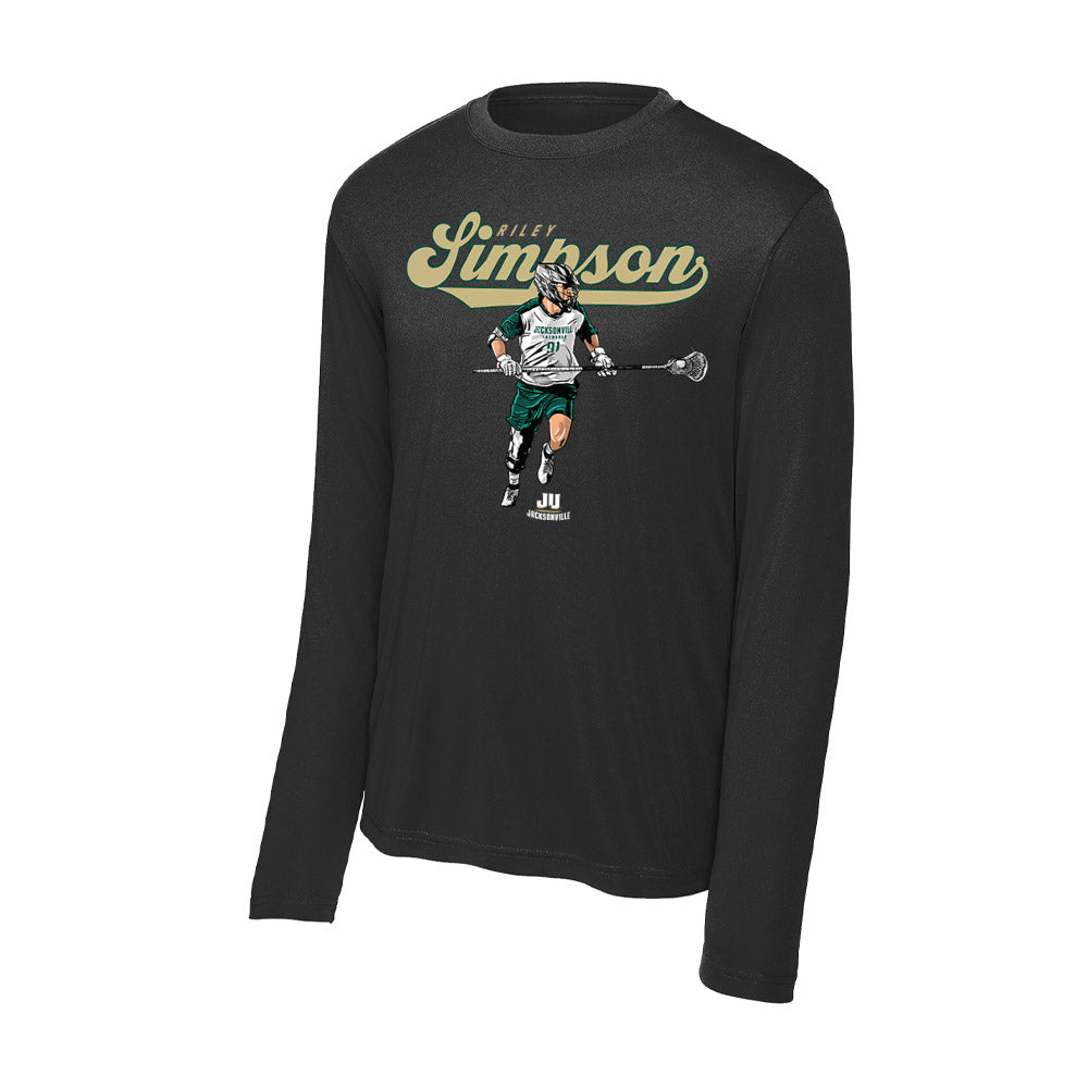 Jacksonville - NCAA Men's Lacrosse : Riley Simpson - Player Collage Activewear Long Sleeve T-Shirt-0