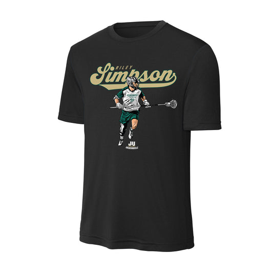 Jacksonville - NCAA Men's Lacrosse : Riley Simpson - Player Collage Activewear T-Shirt-0