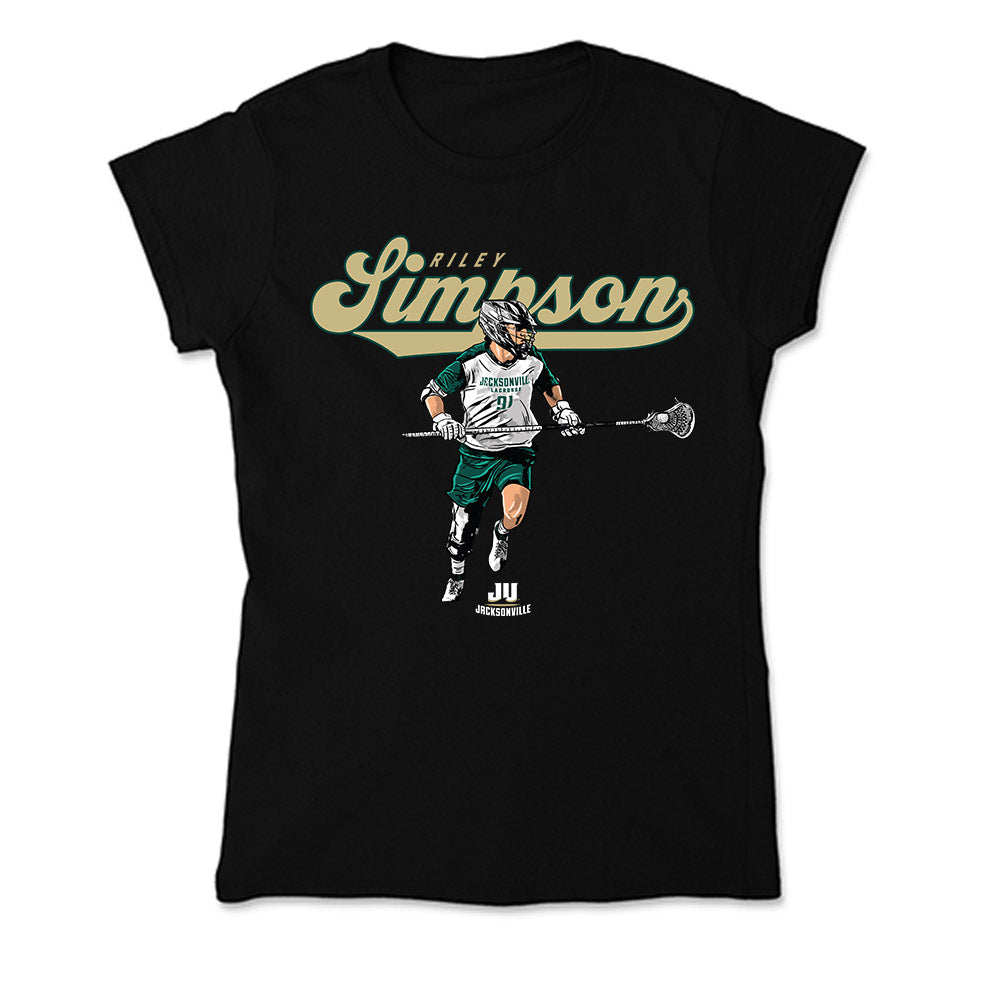 Jacksonville - NCAA Men's Lacrosse : Riley Simpson - Player Collage Soft Style Women’s T-Shirt-0