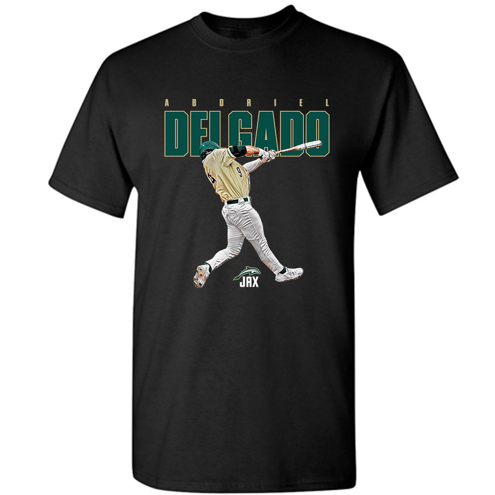 Jacksonville - NCAA Baseball : Abdriel Delgado - Caricature T-Shirt-0