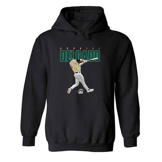 Jacksonville - NCAA Baseball : Abdriel Delgado - Caricature Hooded Sweatshirt-0