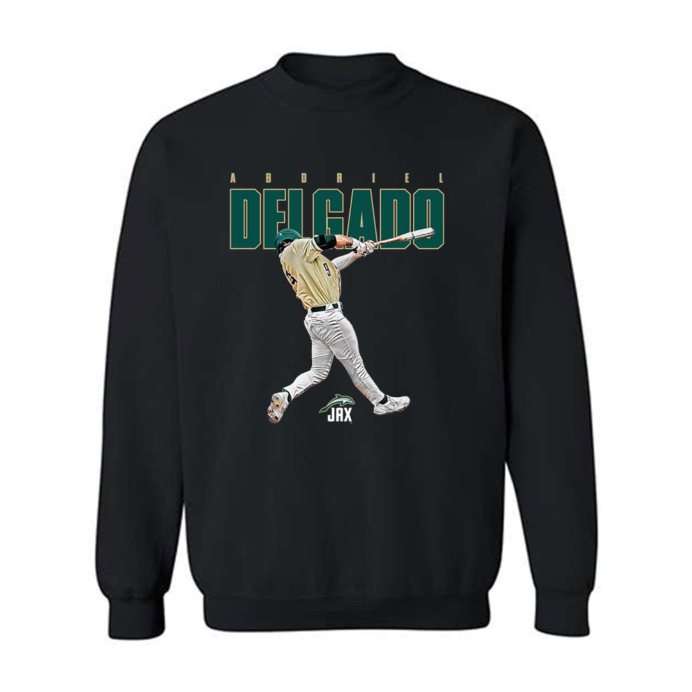 Jacksonville - NCAA Baseball : Abdriel Delgado - Caricature Crewneck Sweatshirt-0