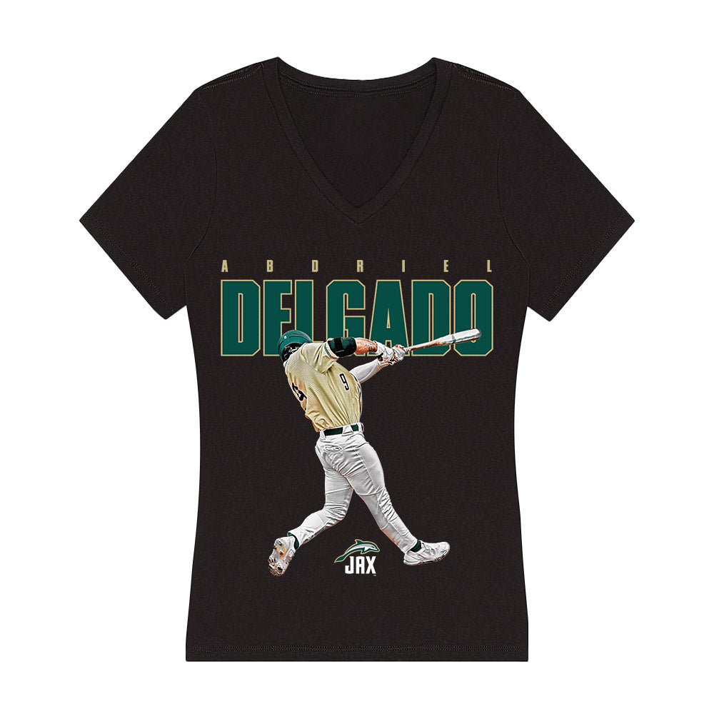 Jacksonville - NCAA Baseball : Abdriel Delgado - Women's V-Neck T-Shirt-0