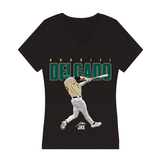 Jacksonville - NCAA Baseball : Abdriel Delgado - Women's V-Neck T-Shirt-0
