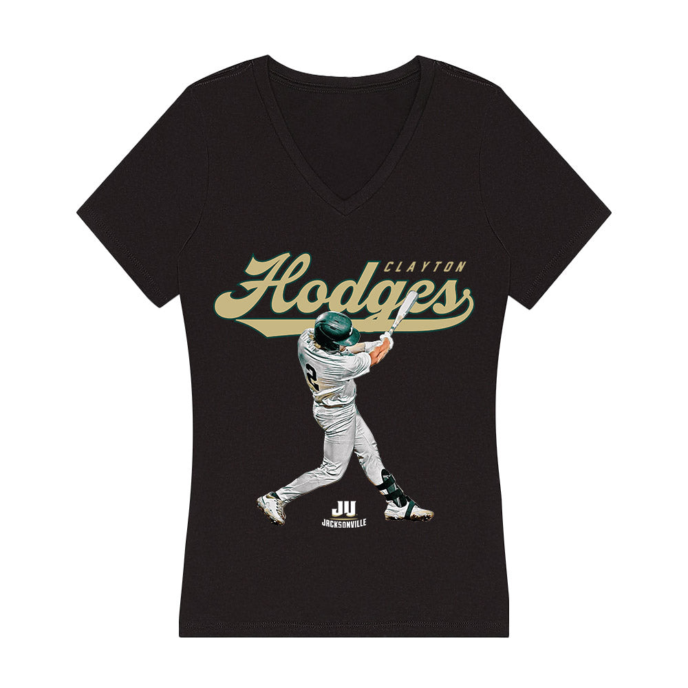 Jacksonville - NCAA Baseball : Clayton Hodges - Player Collage Women's V-Neck T-Shirt-0