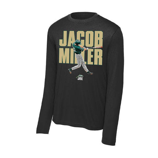 Jacksonville - NCAA Baseball : Jacob Miller - Player Collage Activewear Long Sleeve T-Shirt-0