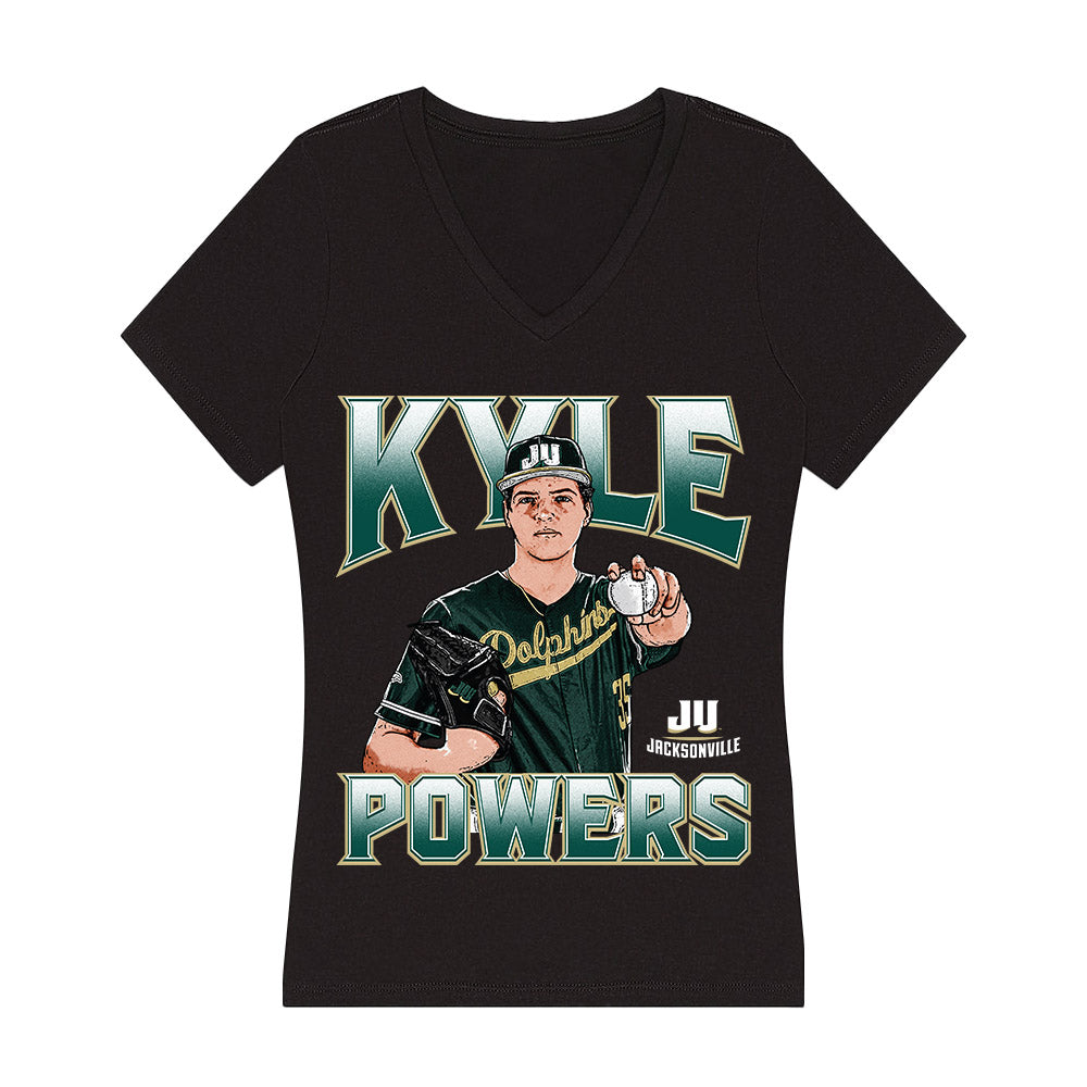 Jacksonville - NCAA Baseball : Kyle Powers - Player Collage Women's V-Neck T-Shirt-0