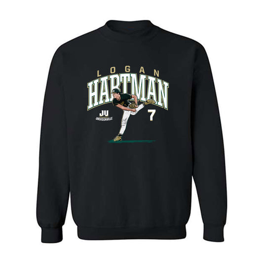 Jacksonville - NCAA Baseball : Logan Hartman - Caricature Crewneck Sweatshirt-0