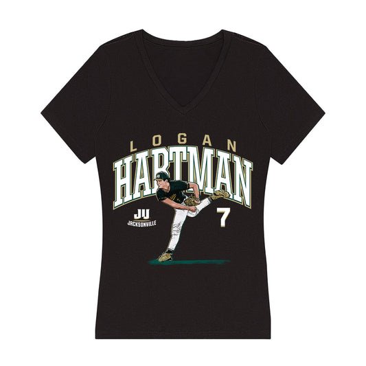 Jacksonville - NCAA Baseball : Logan Hartman - Women's V-Neck T-Shirt-0