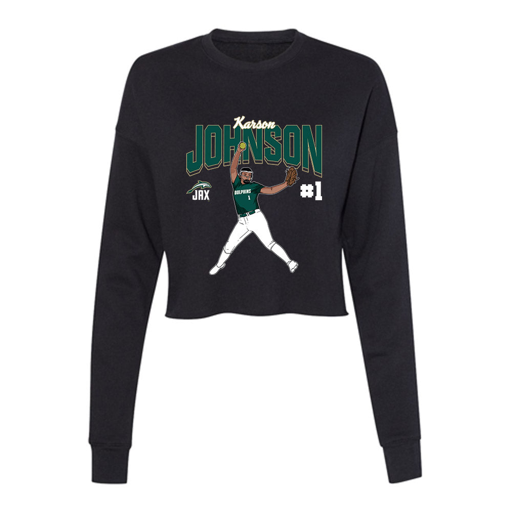 Jacksonville - NCAA Softball : Karson Johnson - Player Collage Women's Cropped Crew Fleece-0