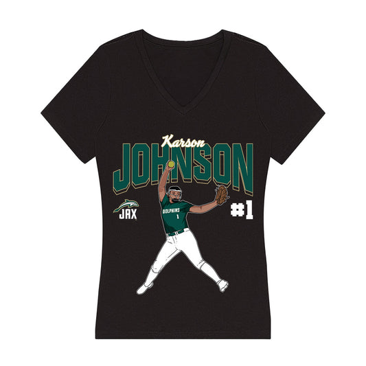 Jacksonville - NCAA Softball : Karson Johnson - Player Collage Women's V-Neck T-Shirt-0