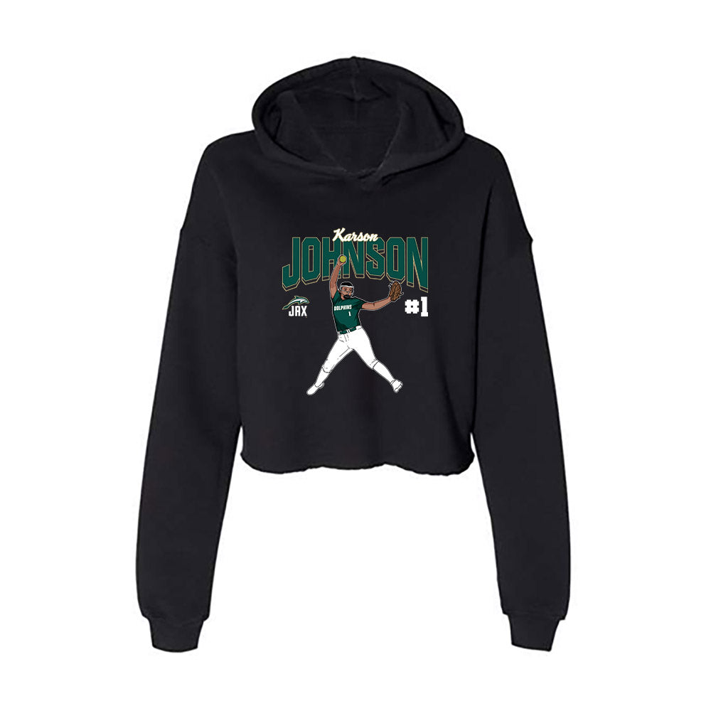 Jacksonville - NCAA Softball : Karson Johnson - Player Collage Women's Crop Fleece Hoodie-0