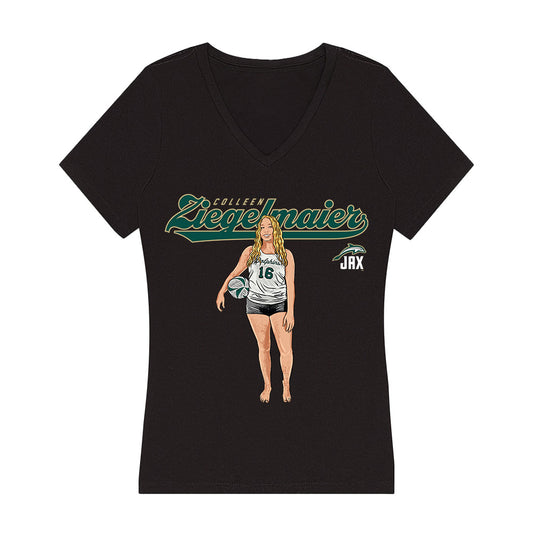 Jacksonville - NCAA Beach Volleyball : Colleen Ziegelmaier - Player Collage Women's V-Neck T-Shirt-0
