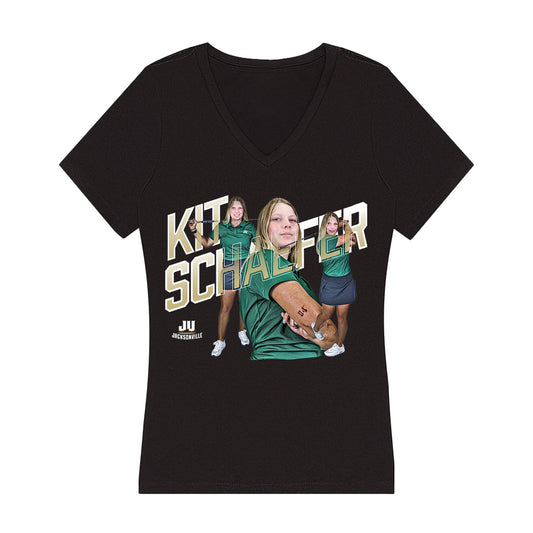 Jacksonville - NCAA Women's Golf : Kit Schaefer - Player Collage Women's V-Neck T-Shirt-0