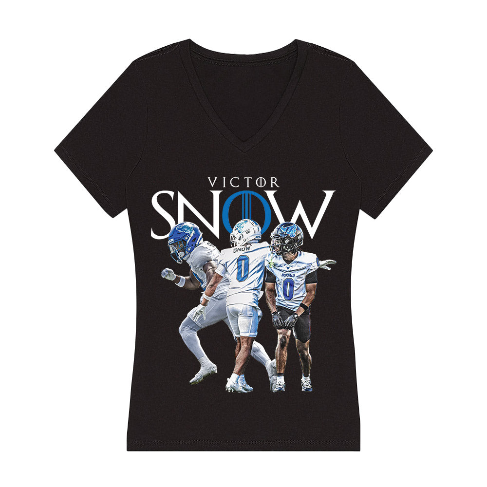 Buffalo - NCAA Football : Victor Snow - Player Collage Women's V-Neck T-Shirt-0