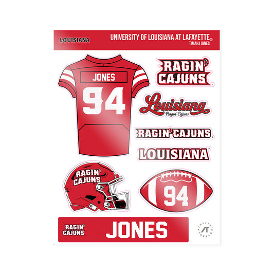 Louisiana - NCAA Football : Timahj Jones - Sticker Sheet-0