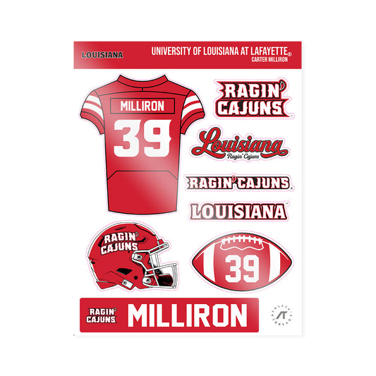 Louisiana - NCAA Football : Carter Milliron - Sticker Sheet-0