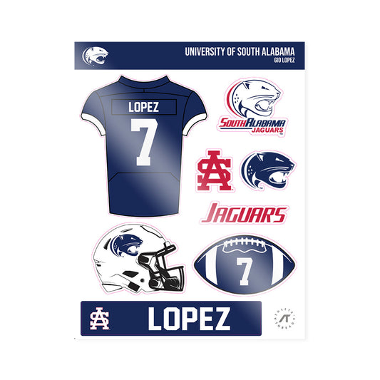 South Alabama - NCAA Football : Gio Lopez - Sticker Sheet-0