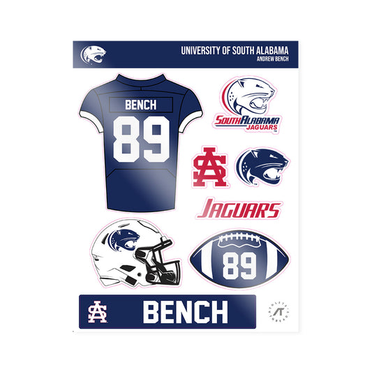 South Alabama - NCAA Football : Andrew Bench - Sticker Sheet-0