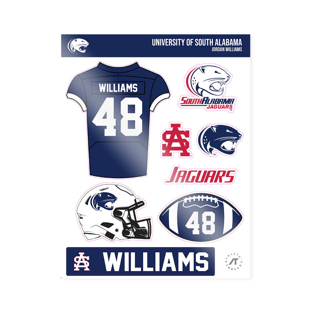 South Alabama - NCAA Football : Jordan Williams - Sticker Sheet-0