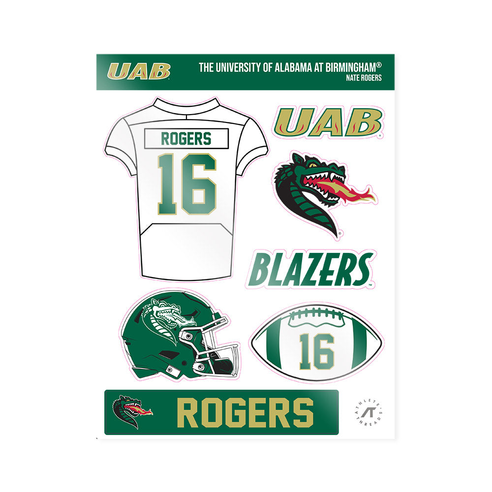 UAB - NCAA Football : Nate Rogers - Sticker Sheet-0