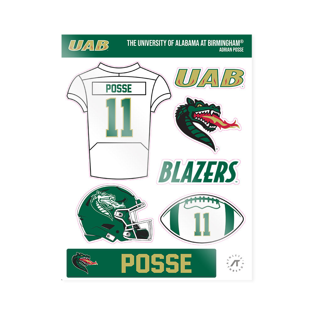 UAB - NCAA Football : Adrian Posse - Sticker Sheet-0