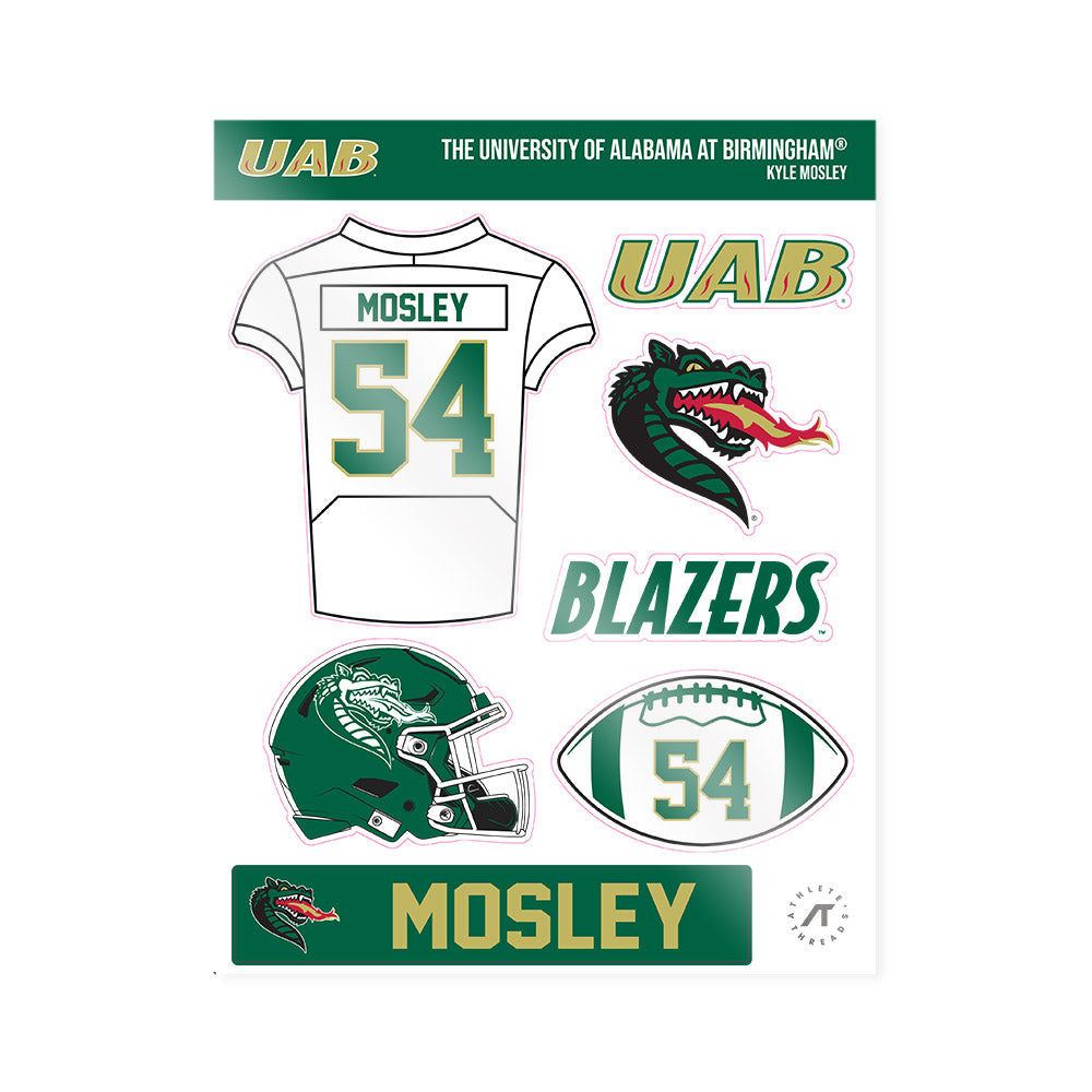 UAB - NCAA Football : Kyle Mosley - Sticker Sheet-0